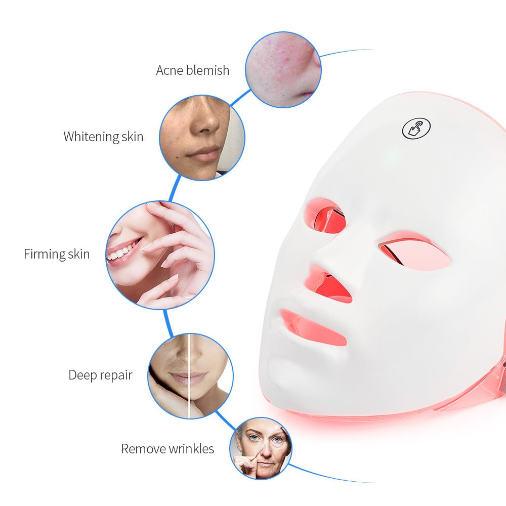 Masque facial LED 7 couleurs - Rajeunissement et lifting à domicile